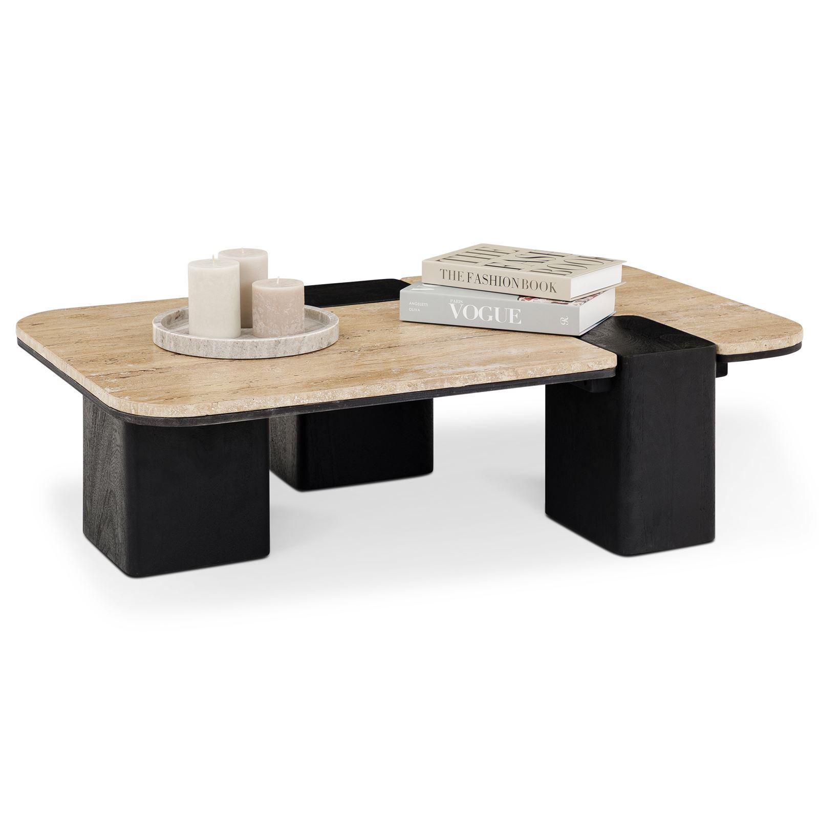 COUCHTISCH SURAT beige/schwarz - Beige/Schwarz, Naturmaterialien/Holz (60/100/27cm) - IDIMEX