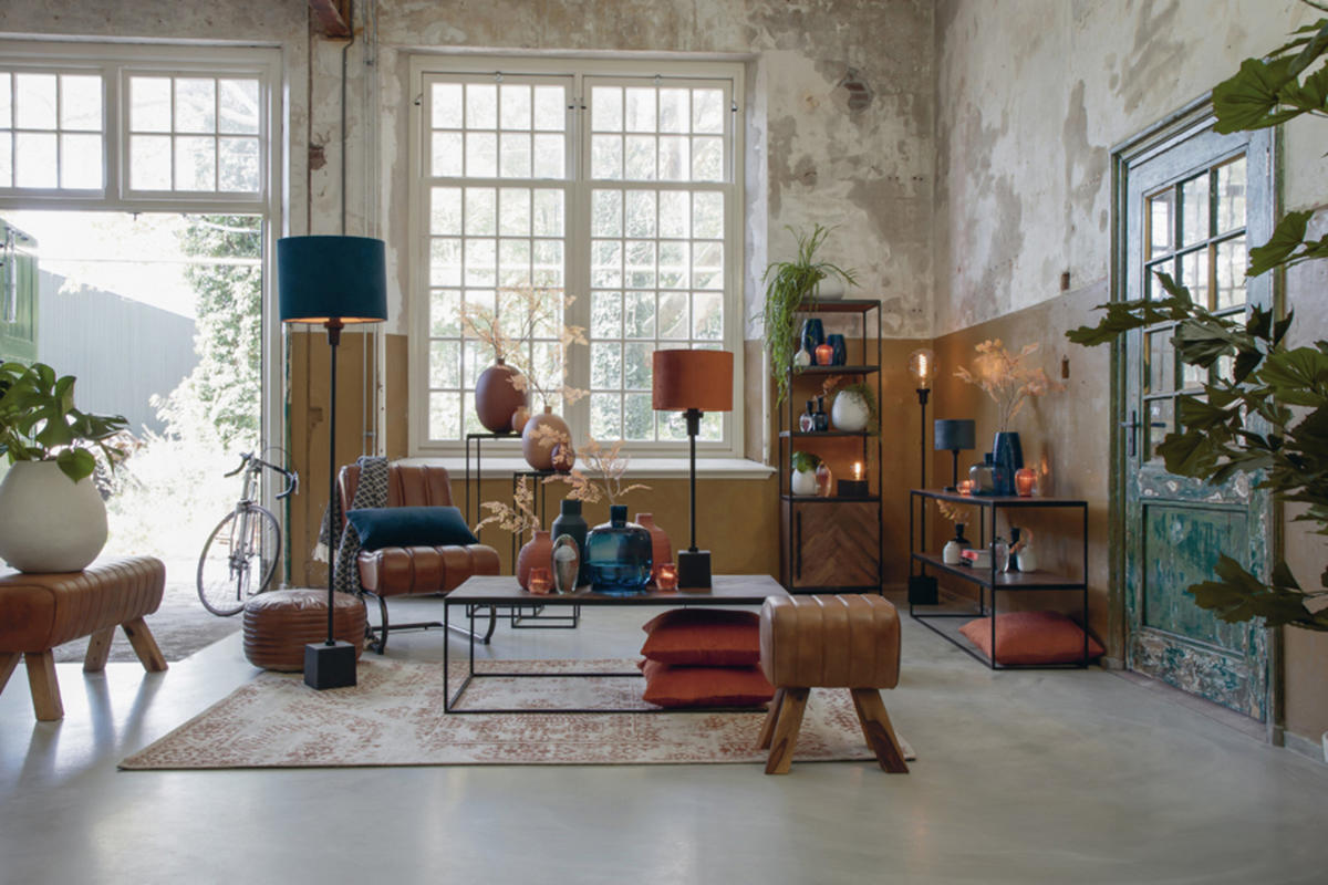 LAMPENSCHIRM Velours Blau Ø35/30 cm - Blau, Textil (35/35/30cm) - Light & Living