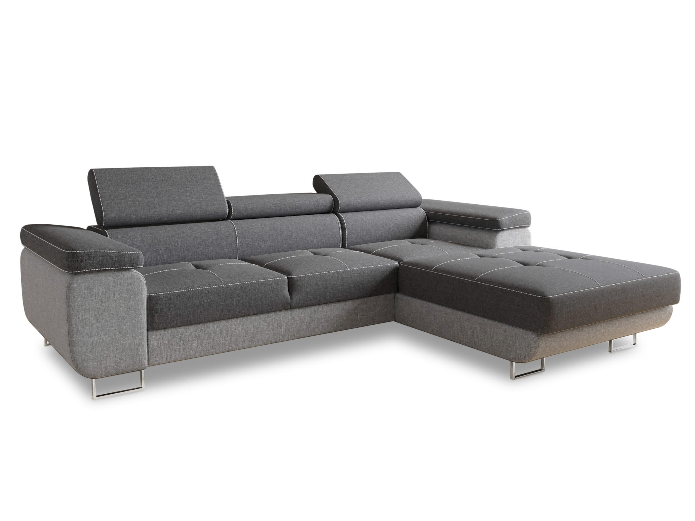 ECKSOFA Divo, Seite: Rechts - Hellgrau/Grau, Holz/Textil (282/204cm) - Sofnet