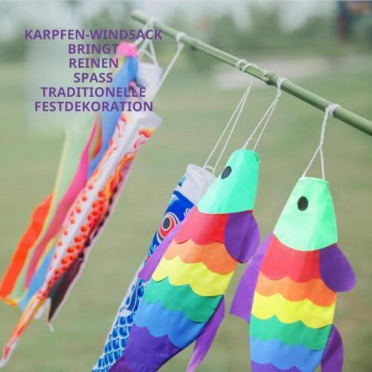 WINDSACK Koi Fisch 40 Zoll Regenbogenfarben - Multicolor, Textil (101.6/44.5/1cm)