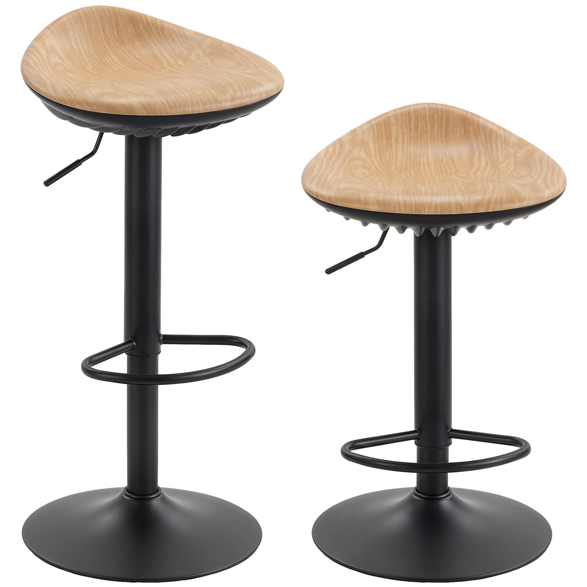 BARHOCKER 2er-Set DE-14811 höhenverstellbar & schwenkbar Eiche - Eichefarben, Metall (40/84/40cm) - ComfortXL