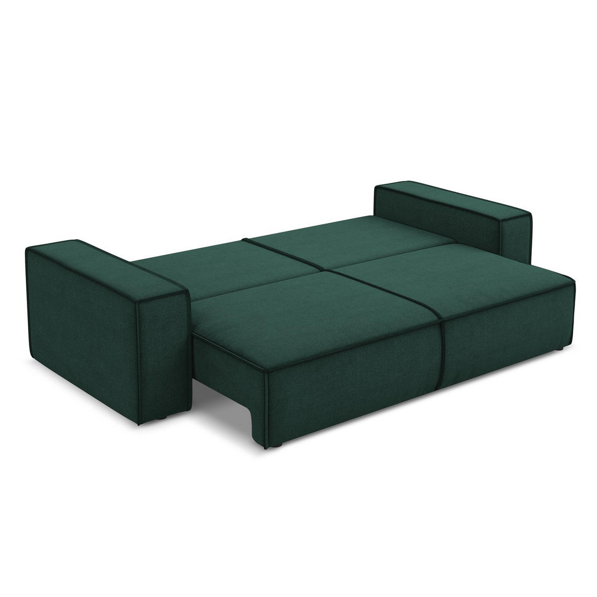 3-SITZER SOFA mit Schlaffunktion Strukturstoff Stoff Grün - Dunkelgrün/Schwarz, Kunststoff/Textil (255/85/105cm) - LaMiaSofa