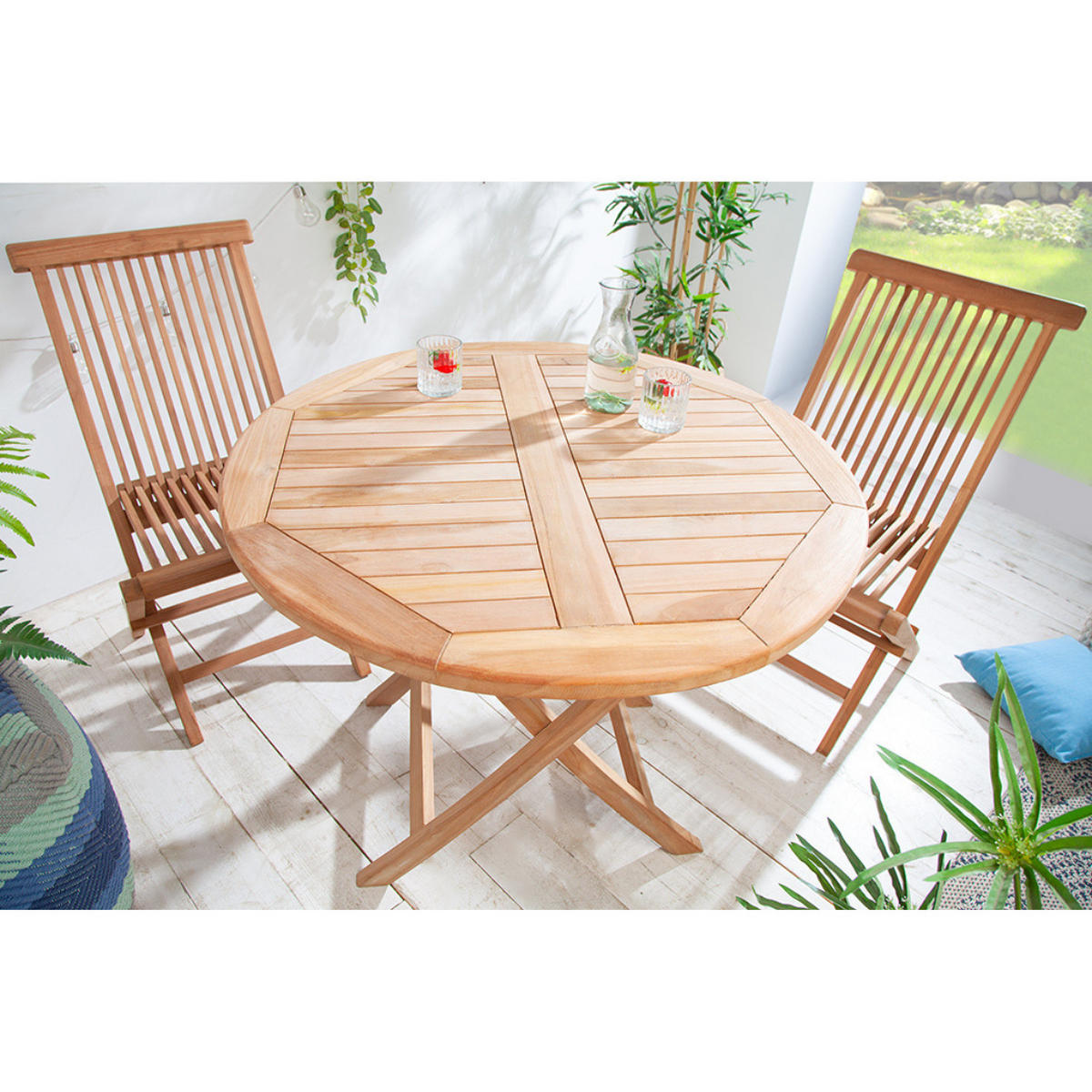 GARTENTISCH EMPIRE TEAK Teakholz rund Natur 90 cm - Braun, Holz (90/90/75cm) - riess-ambiente