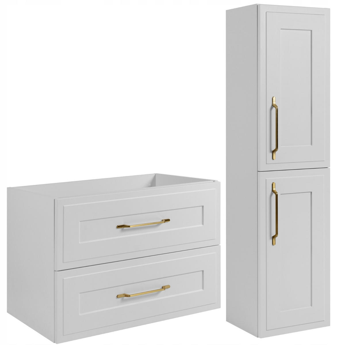 WASCHBECKUNTERSCHRANK + HÄNGESÄULE CLASSIC 80cm Mattwitte - Weiß, Holzwerkstoff (80/58/46cm) - Rodan