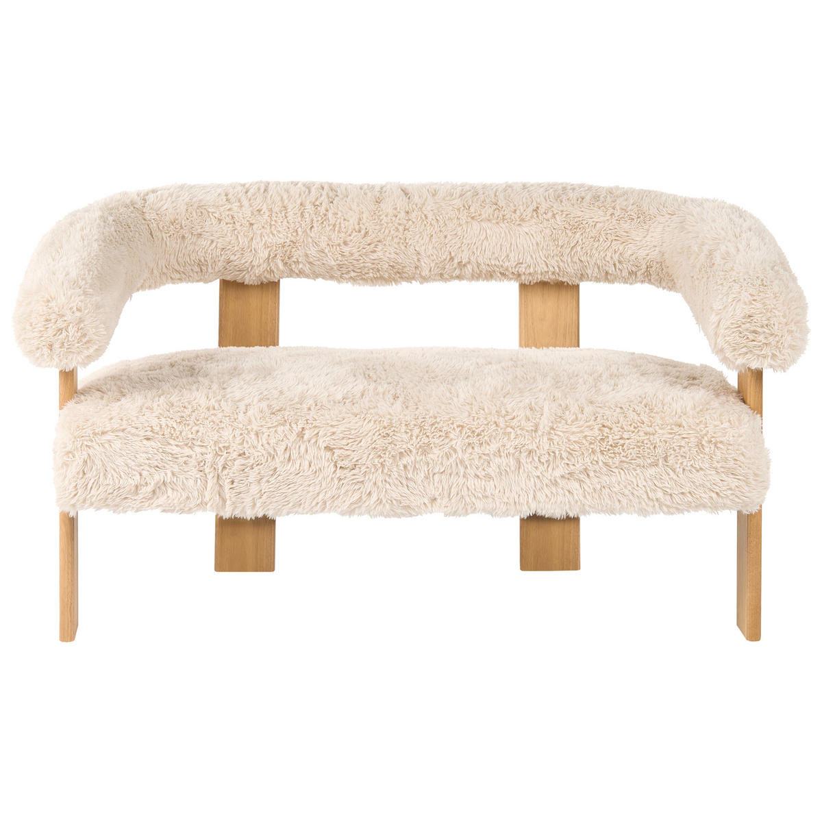 2-SITZER-SOFA Webpelz Cremeweiß/Hellbraun Ilbro - Creme, Textil (138/76/68cm) - Beliani
