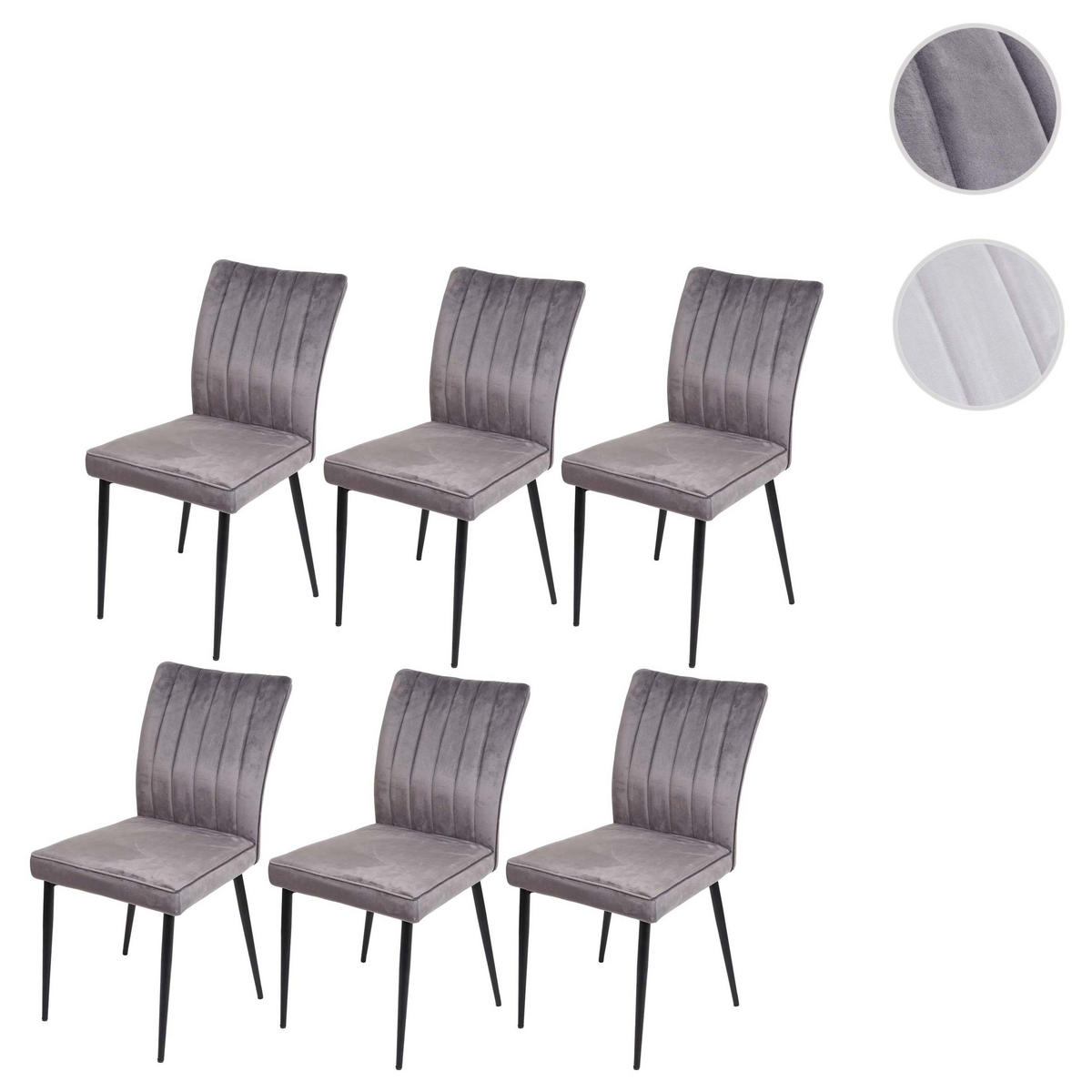 ESSZIMMERSTUHL 6er-Set 88x50x64cm Sitzhöhe 48cm Samt Metall Dunkelgrau - Dunkelgrau, Textil (50/88/64cm) - CHEFGASTRO
