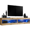 WOHNWAND TIVOLI SET4-WOTAN/WOTAN+BLU Offener Raum Wotan Wotan - Eiche Wotan, Holzwerkstoff/Kunststoff (200/41/35cm) - Komodee