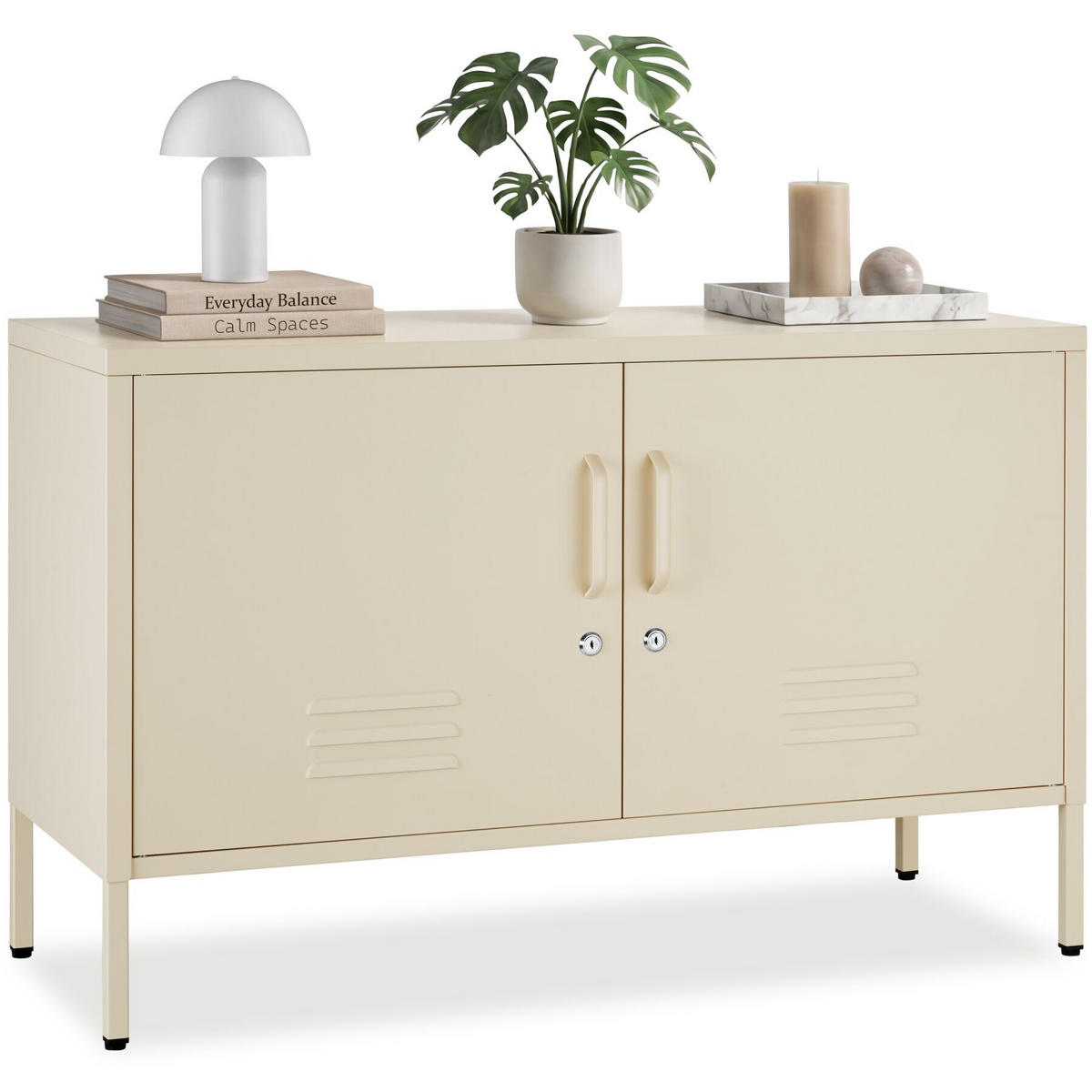 SIDEBOARD Baker, Kippschutz, höhenverstellbare Füße, creme - Creme, Metall (100/65/42.5cm) - tectake