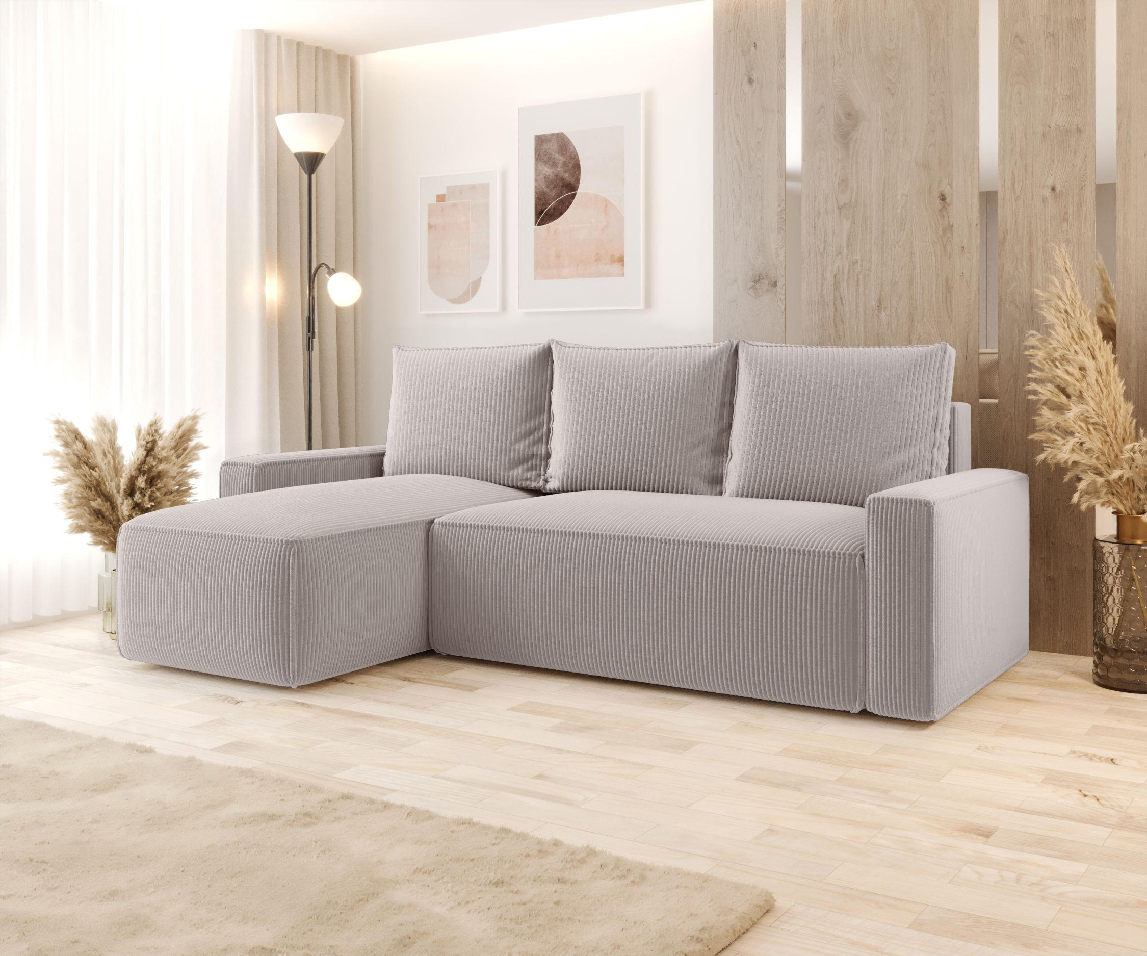 ECKSOFA mit Schlaffunktion SAVIO Poso 100 Links - Ecru, Textil (232/140cm) - Bedante