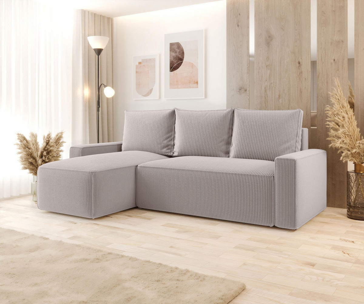 ECKSOFA mit Schlaffunktion SAVIO Poso 100 Links - Ecru, Textil (232/140cm) - Bedante