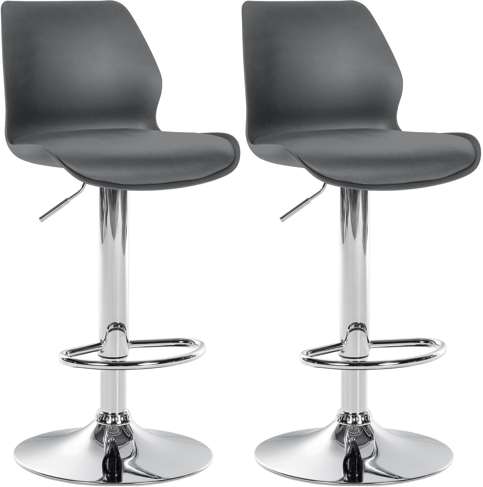 BARHOCKER 2er Set Kunststoff grau - Chromfarben/Grau, Kunststoff/Textil (39/82/42cm) - CLP