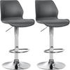 BARHOCKER 2er Set Kunststoff grau - Chromfarben/Grau, Kunststoff/Textil (39/82/42cm) - CLP