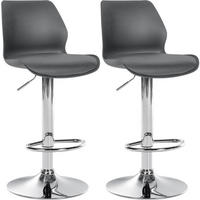 BARHOCKER 2er Set Kunststoff grau - Chromfarben/Grau, Kunststoff/Textil (39/82/42cm) - CLP