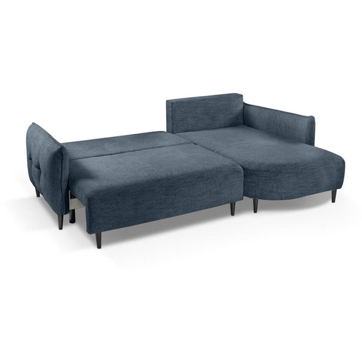 ECKSCHLAFSOFA Sycylia rechts dunkelblau - Schwarz/Dunkelblau, Textil (244/165cm) - Beautysofa