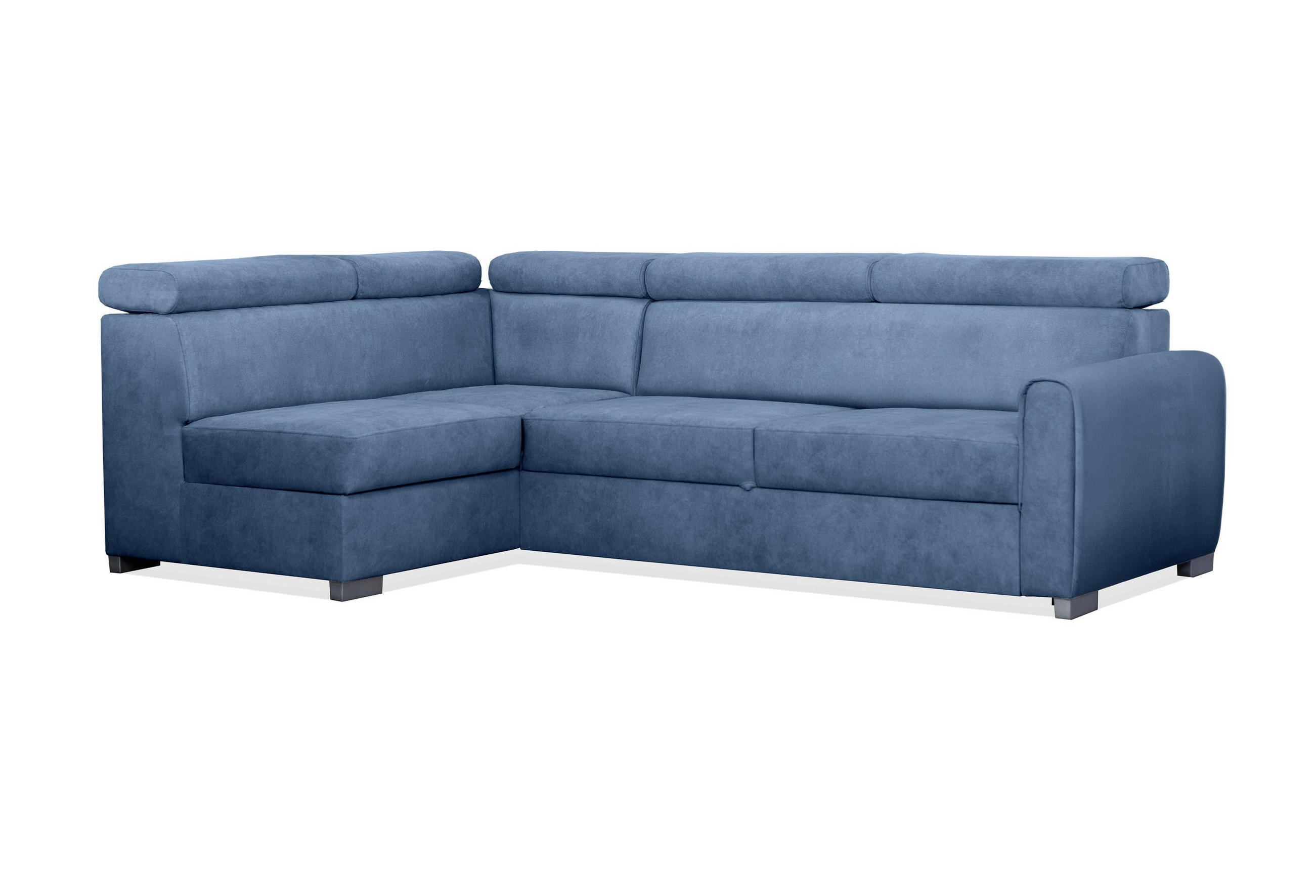 ECKSOFA Covo Blau, Gestepptes Ecksofa, linke seite - Blau, Holzwerkstoff (253/156cm) - Bettso