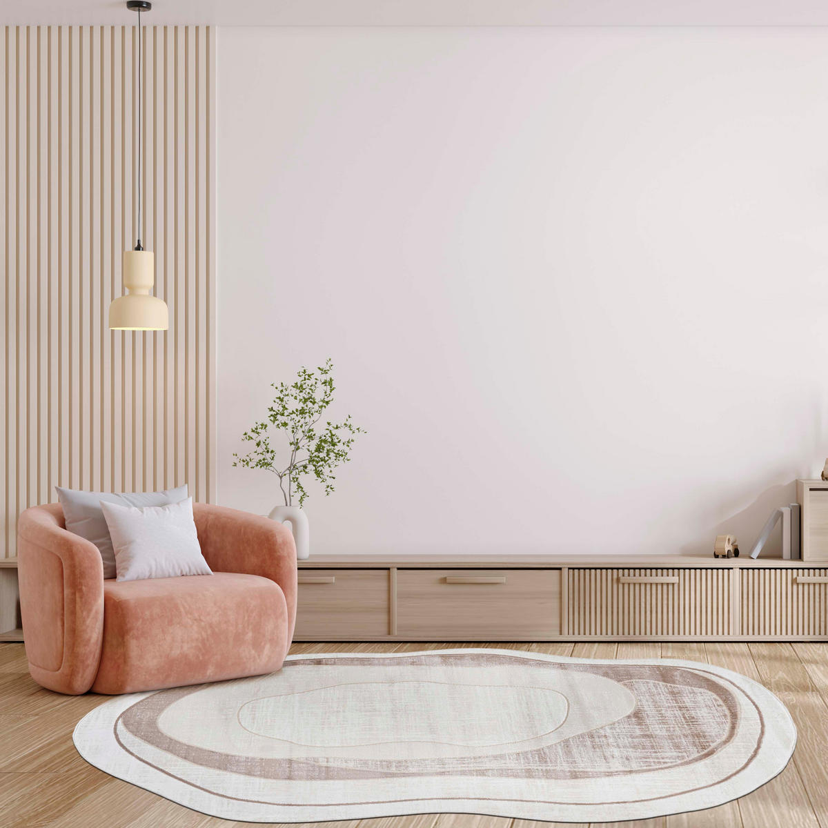 TEPPICH Beige Abstrakt - Kurzflor Unregelmäßig Unregelmäßige Form - Weiß Ecru Creme - 160 x 220 cm - Creme, Textil (160/220cm) - Mazovia