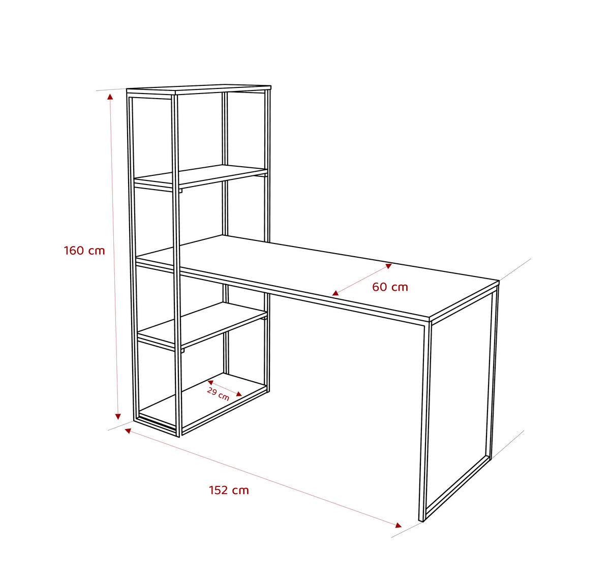 SCHREIBTISCH mit Seitenregal Eiche Artisan - Schwarz/Eiche Artisan, Holzwerkstoff (152/60/160cm) - Idohome