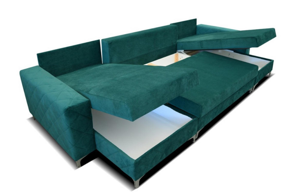 ECKSOFA Grün BIS Mit Schlaffunktion - Grün, Textil (307/145cm) - Sepro Meble