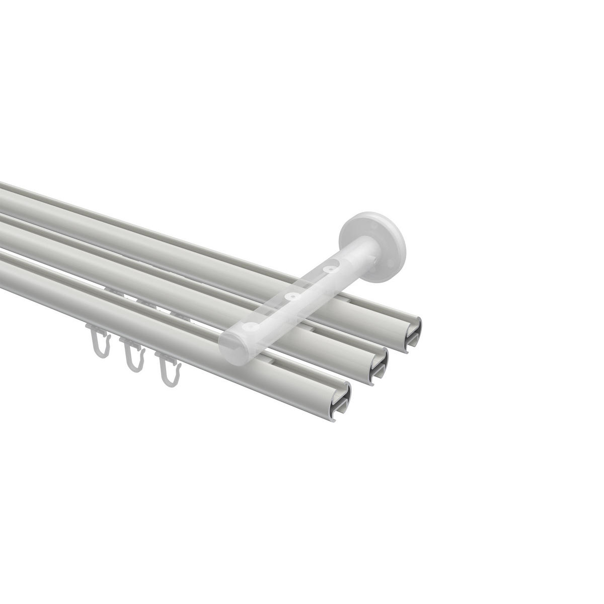 INNENLAUF-GARDINENSTANGEN-SET Siteno Elanto 100 cm, 3-läufig, 20 mm Ø Weiß - Weiß, Metall (100cm) - INTERDECO