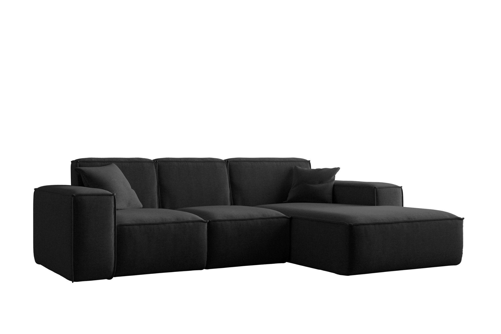ECKSOFA L-Form Siena Stoff Maloy Schwarz Rechts - Schwarz, Holz (266/165cm) - Kaiser Möbel