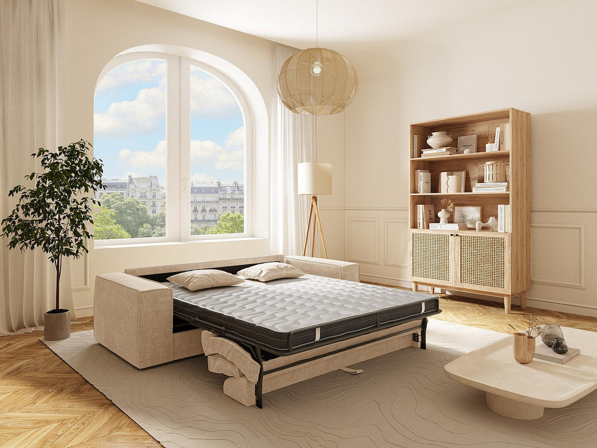 SCHLAFSOFA - 4 Personen - Stoff - Beige - - Beige, Textil (236/80/105cm) - Vente-Unique