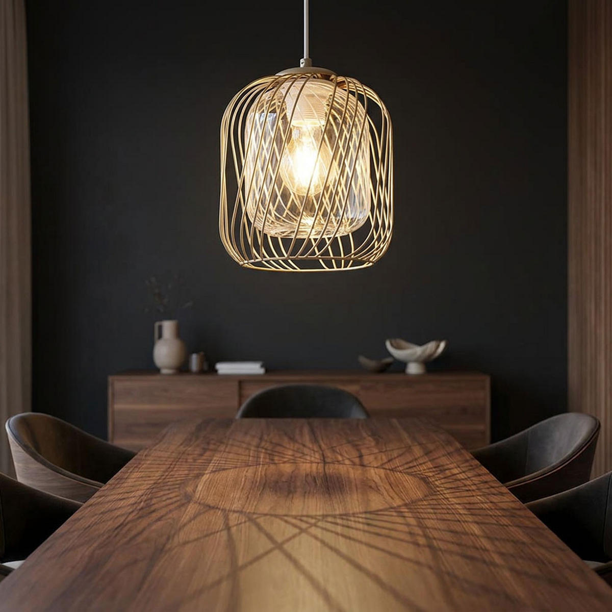 LED HÄNGELEUCHTE DICHTI Metall Beige - Beige, Glas (18/18/150cm) - Globo Lighting
