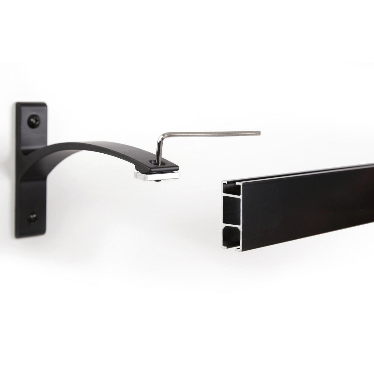 GARDINENSCHIENE auf Maß 1-lauf Wandmontage Curve 510cm - Schwarz, Metall (510cm) - Deco-Raum