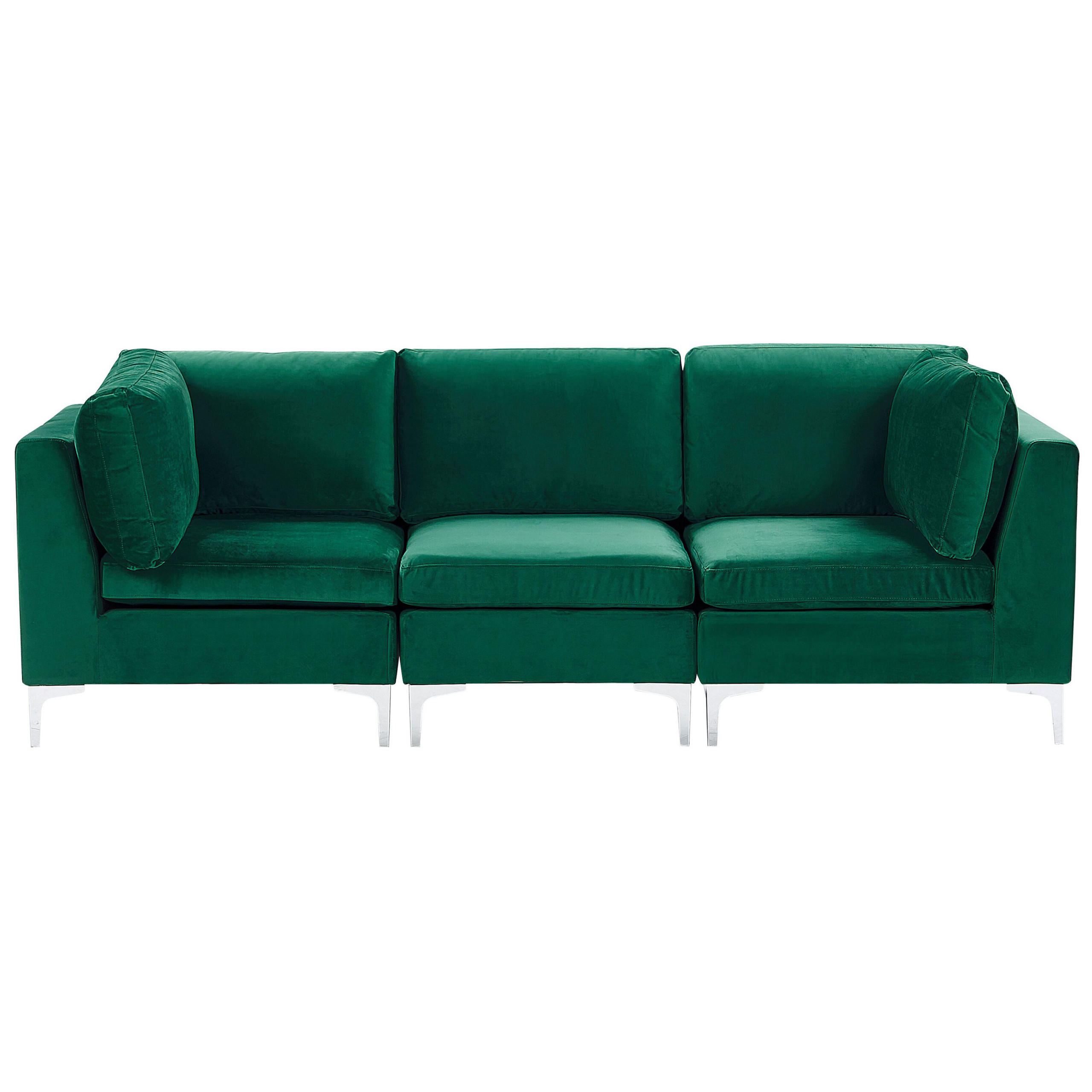 CANAPEA MODULARA 3 LOCURI catifea verde cu picioare metalice Evja