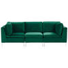 3-SITZER-MODULSOFA Samtstoff grün mit Metallbeinen Evja - Grün, Textil (235/84/85cm) - Beliani