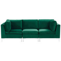 3-SITZER-MODULSOFA Samtstoff grün mit Metallbeinen Evja - Grün, Textil (235/84/85cm) - Beliani