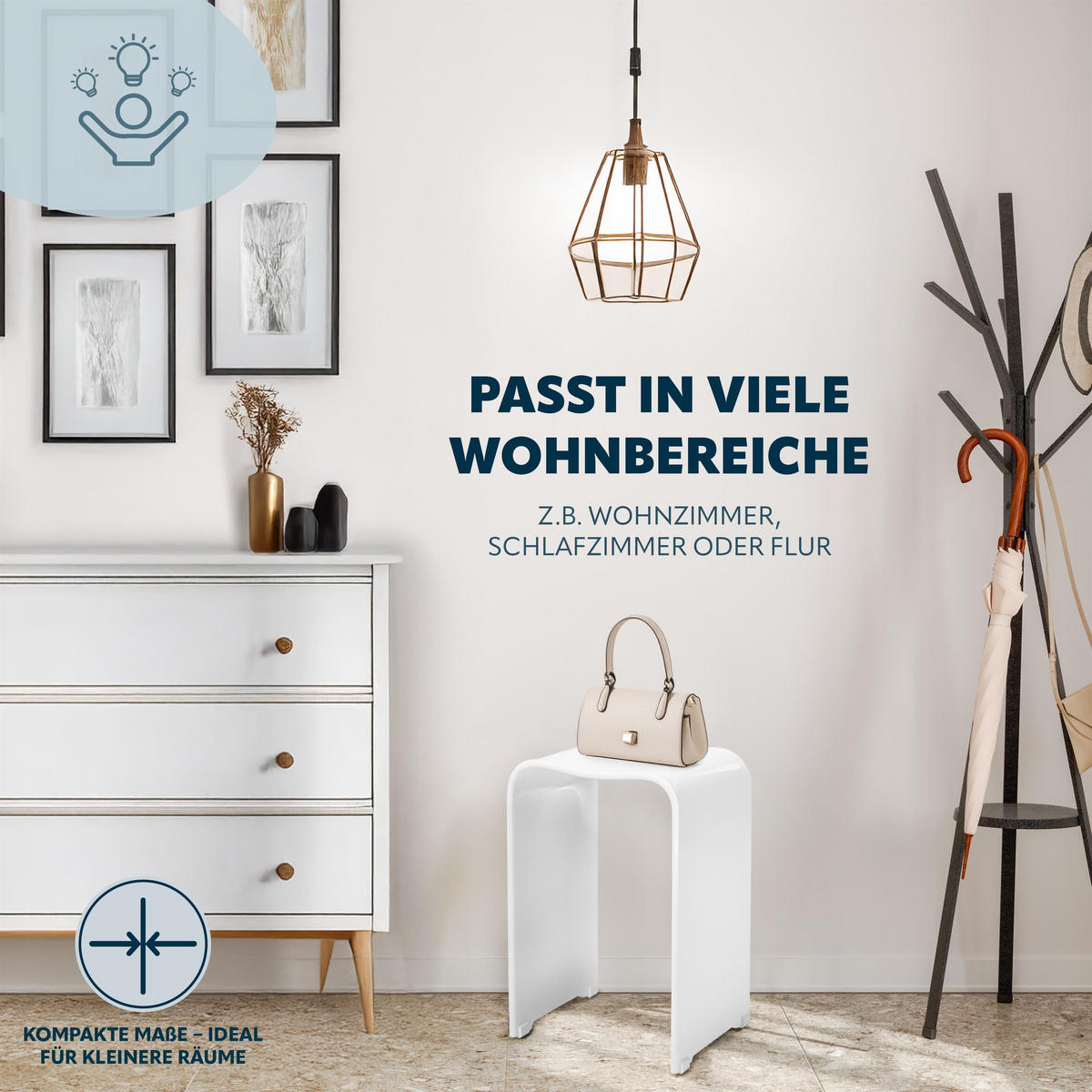 BADHOCKER, weiß, Kunststoff - Weiß Hochglanz, Kunststoff (32/48.5/27cm) - bremermann