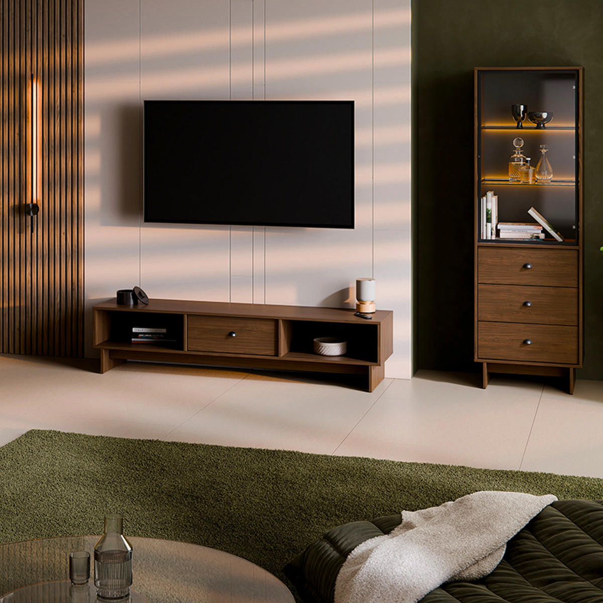 TV-MÖBEL Dunkles Holz - Braun, Holzwerkstoff (176.4/40.6/40cm) - Petits-meubles