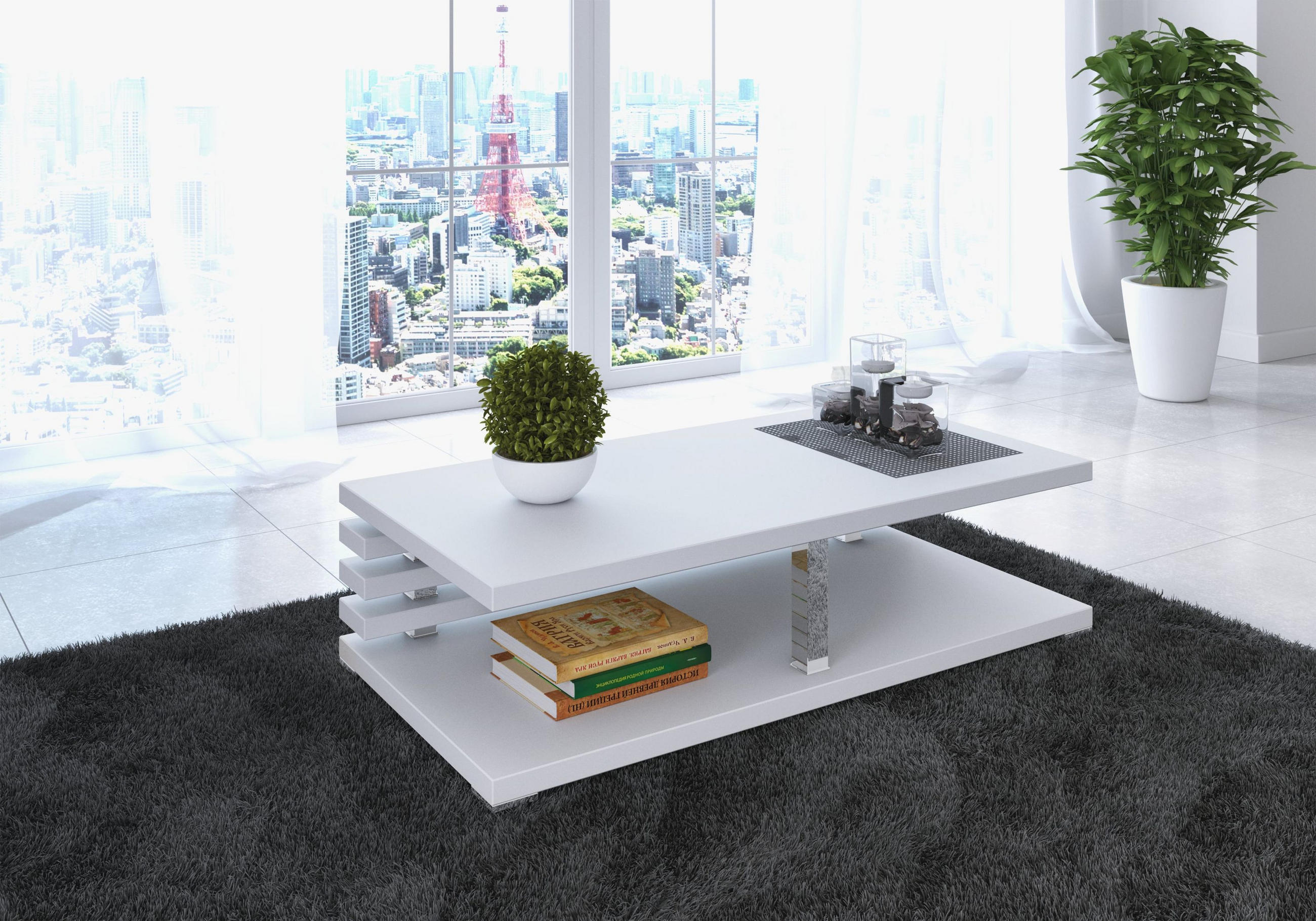 COUCHTISCH rechteckig Weiß - Weiß, Holzwerkstoff (60/120/31cm) - designimpex