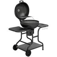 HOLZKOHLEGRILL mit Seitentischen Metall Schwarz - Schwarz, Metall (63.5/106.5/129cm) - Outsunny