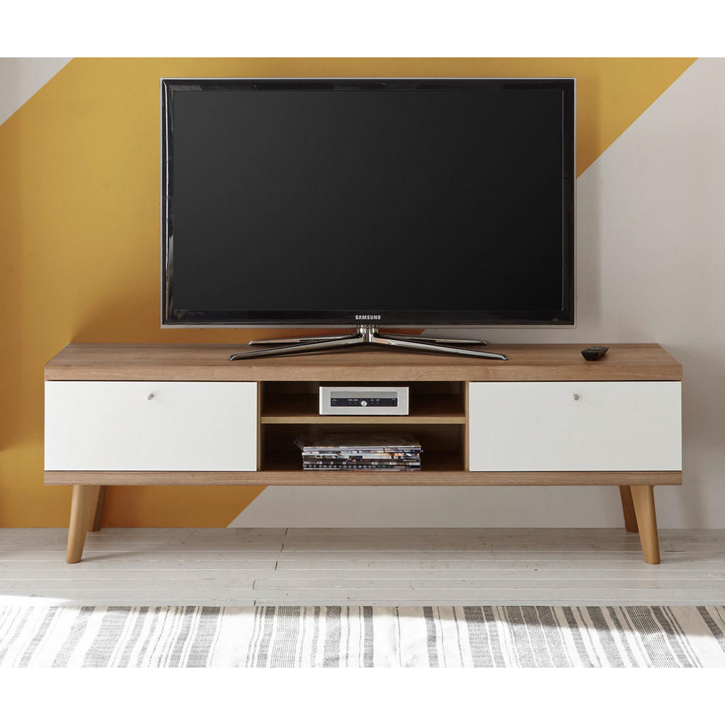 Thumbnail - Furn.Design Tv-Lowboard, Weiß, Eiche, Metall, Nachbildung,Eiche, Uni, eckig, 160x50x40 cm, FSC 100%, Wohnzimmer, Wohnwän...