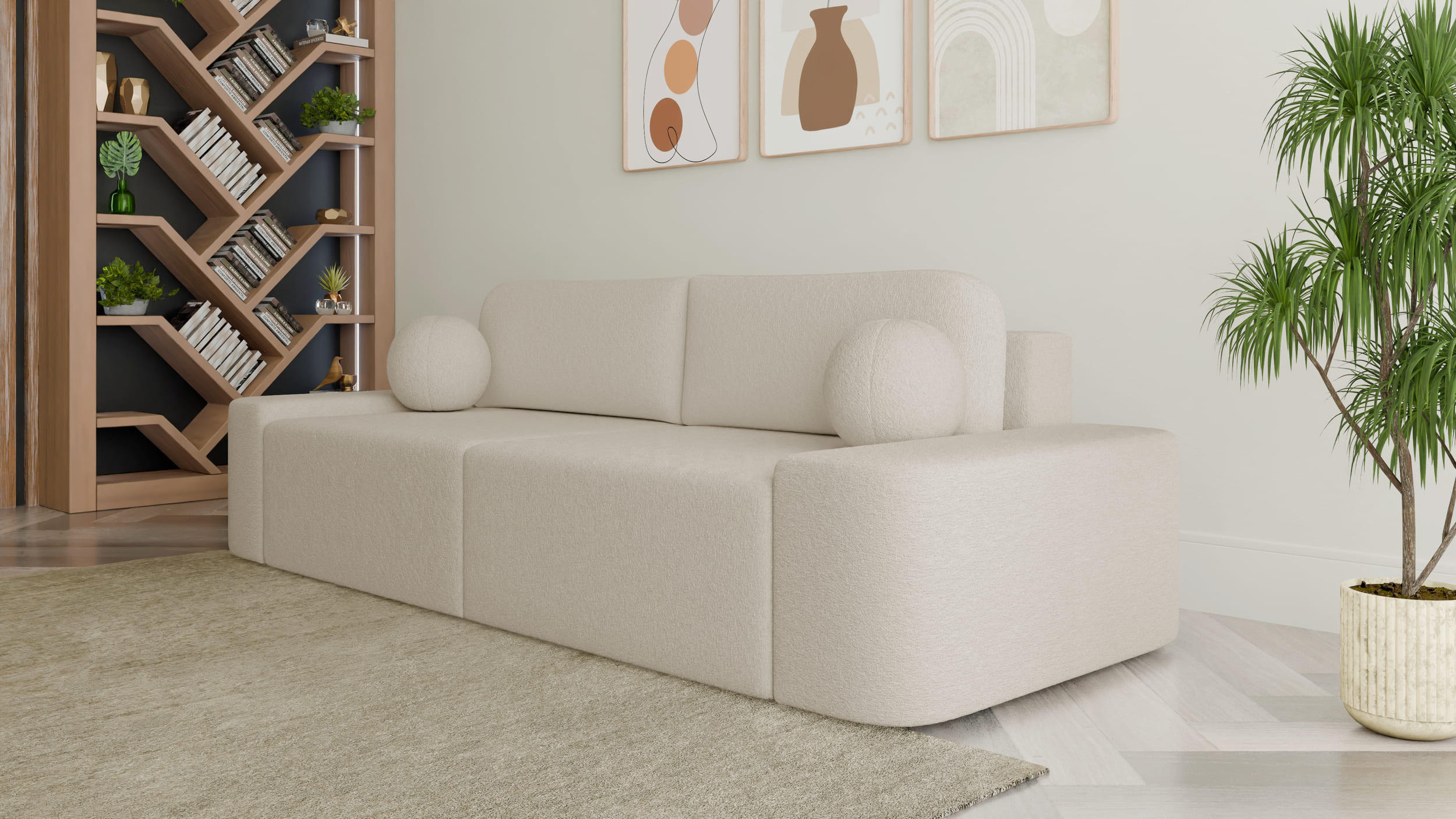 SOFA Lisbon - Creme (Arena 20) - Creme, Holzwerkstoff (268/85/110cm)