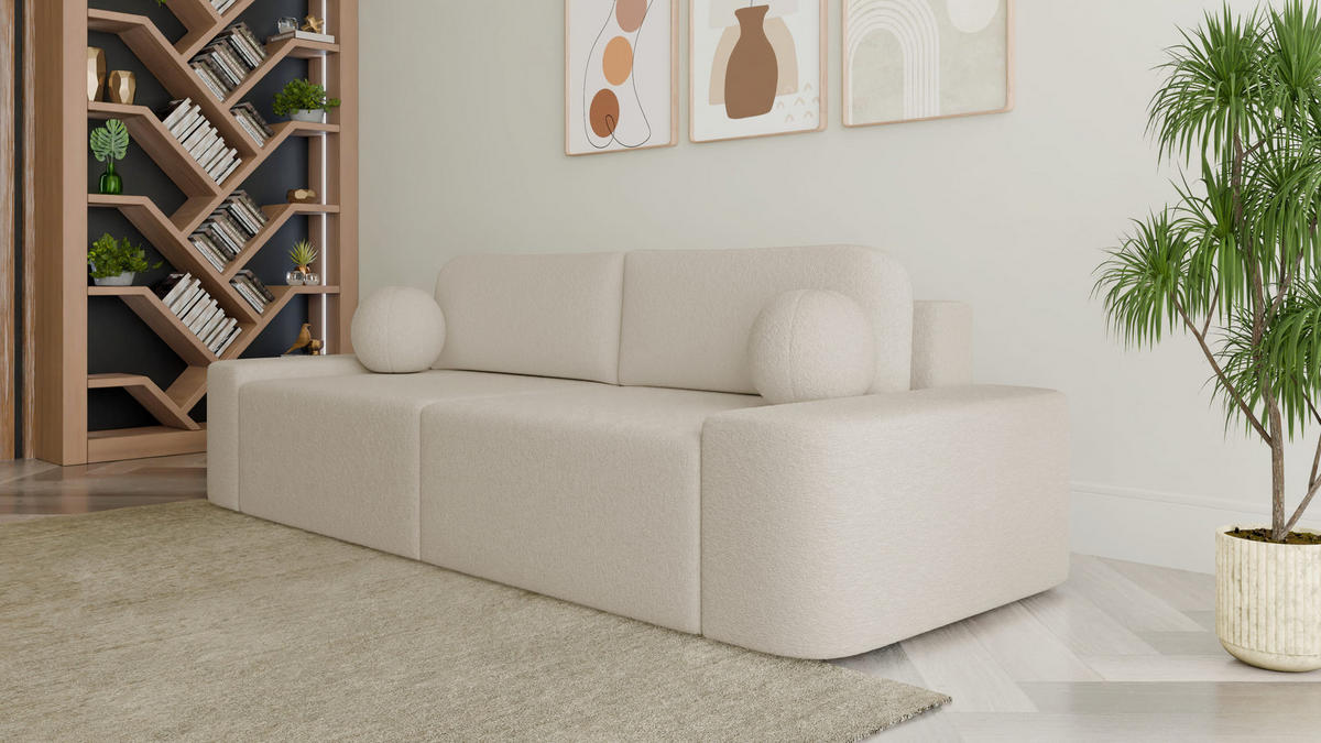 SOFA Lisbon - Creme (Arena 20) - Creme, Holzwerkstoff (268/85/110cm)