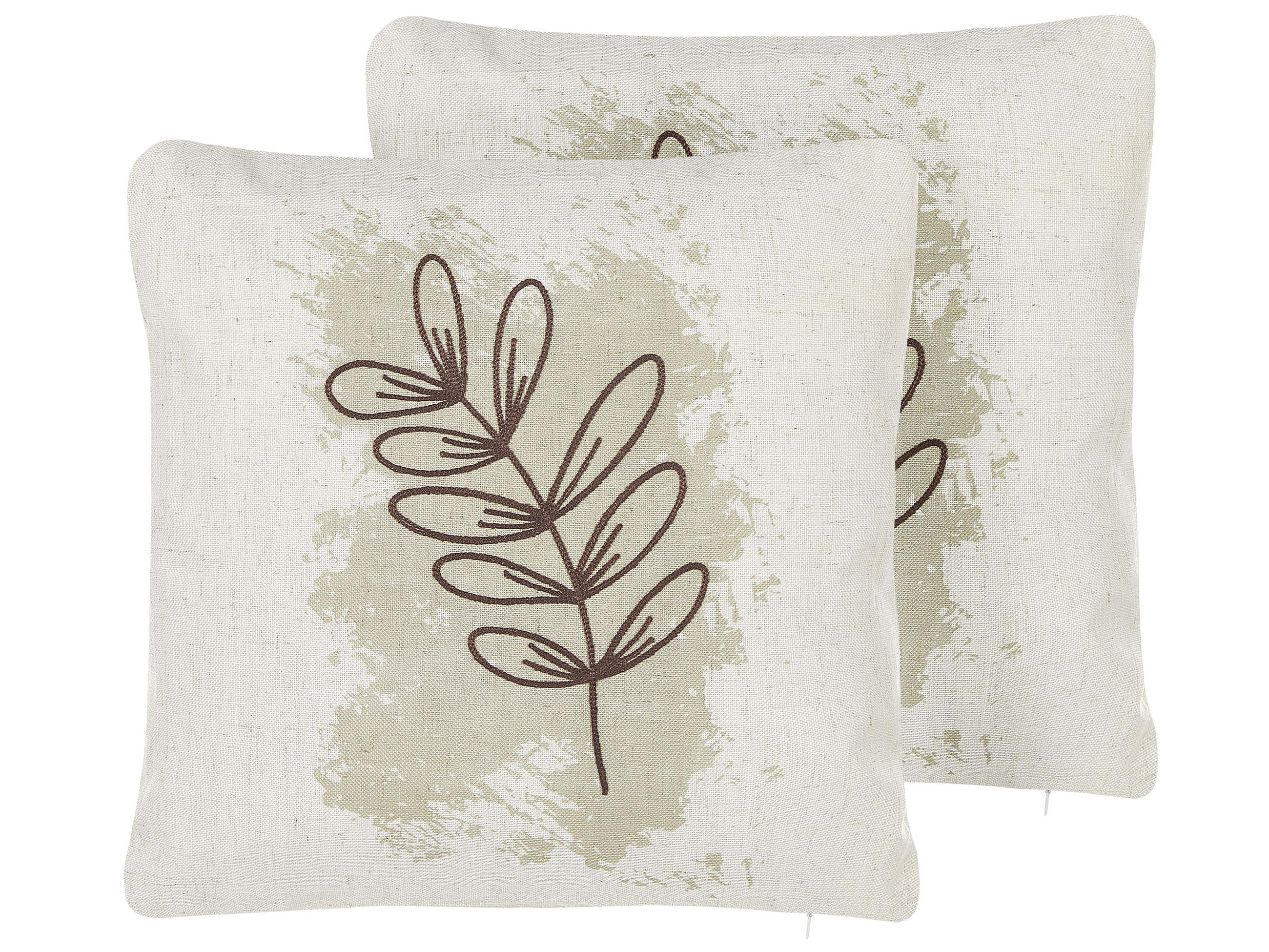 DEKOKISSEN 2er-Set Beige 45/45 cm Calendula - Beige, Textil (45/45cm) - Beliani