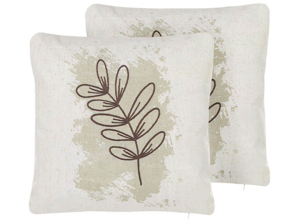 DEKOKISSEN 2er-Set Beige 45/45 cm Calendula - Beige, Textil (45/45cm) - Beliani