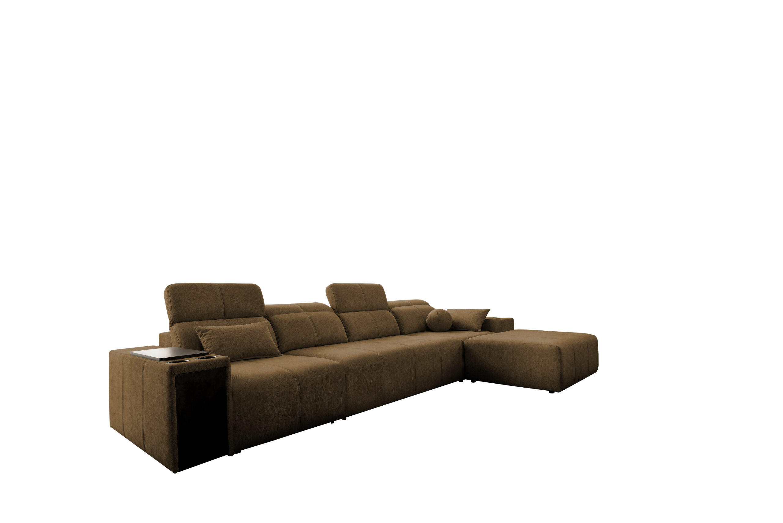 ECKSOFA mit Schlaffunktion und Mindy XII Stoff Verita Braun Rechts - Braun, Holz (348/202cm) - Kaiser Möbel