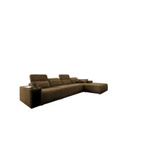 ECKSOFA mit Schlaffunktion und Mindy XII Stoff Verita Braun Rechts - Braun, Holz (348/202cm) - Kaiser Möbel