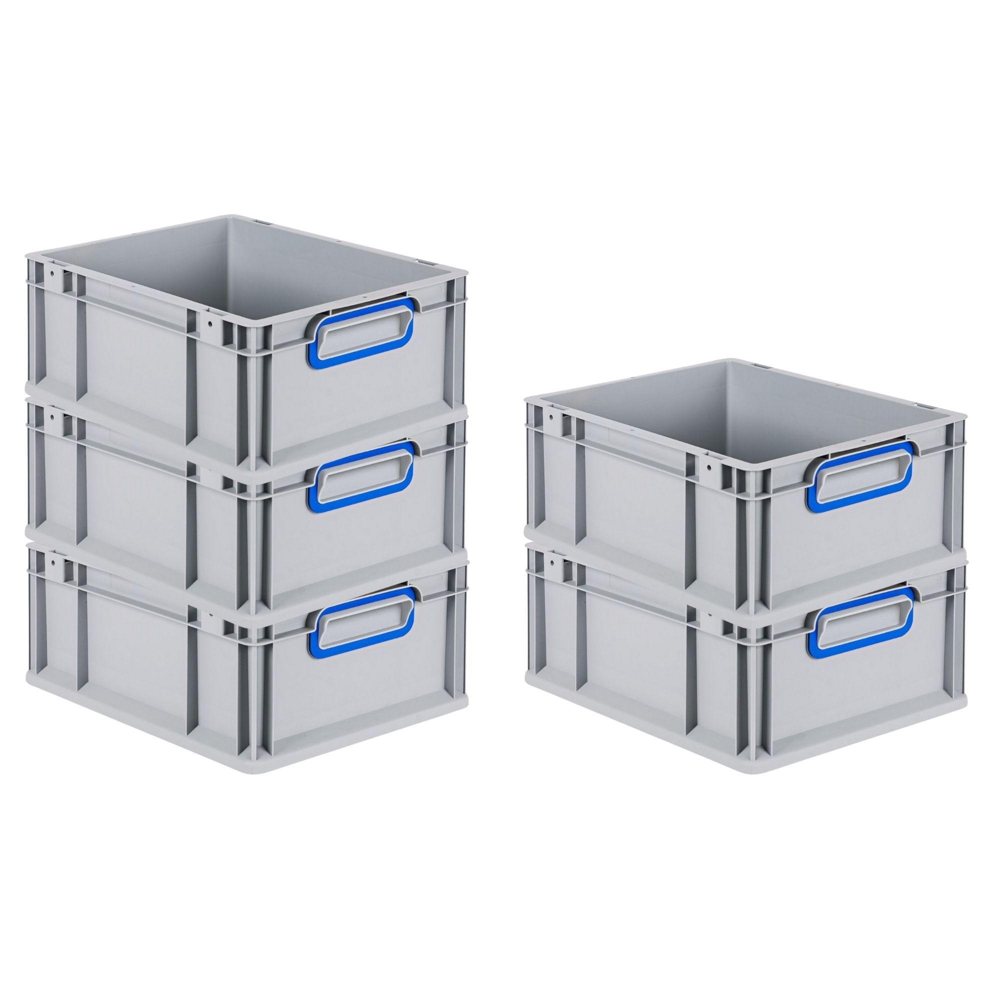 EUROBOX 5x Nextgen Color 17x30x40cm 16 Liter Griffe Blau Geschlossen - Blau, Kunststoff (30/17/40cm) - PROREGAL