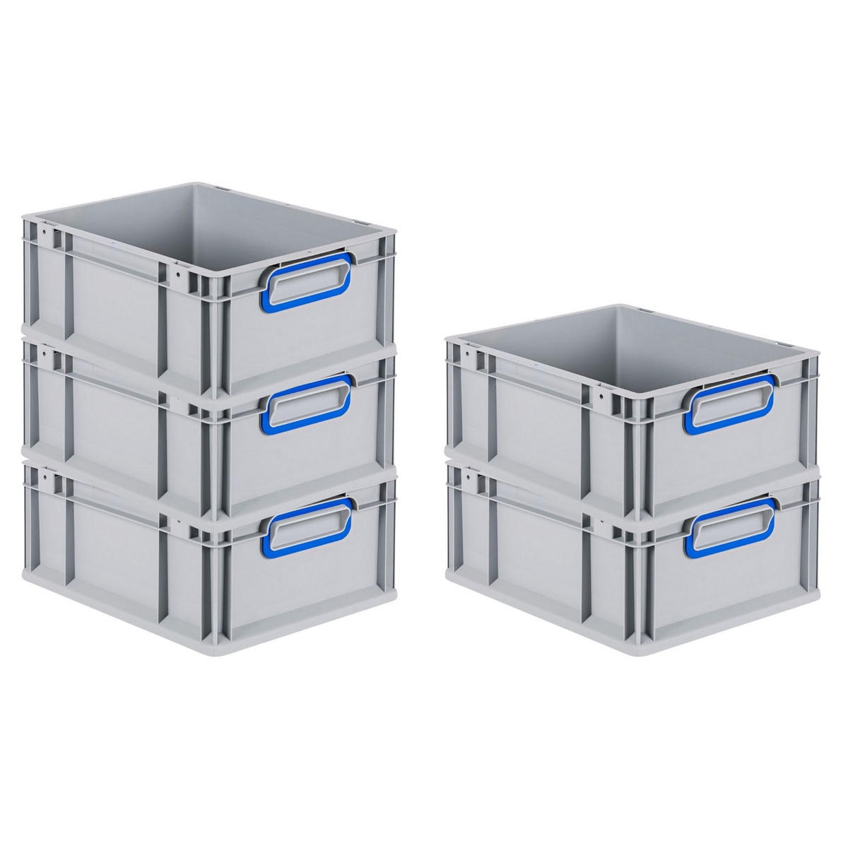 EUROBOX 5x Nextgen Color 17x30x40cm 16 Liter Griffe Blau Geschlossen - Blau, Kunststoff (30/17/40cm) - PROREGAL