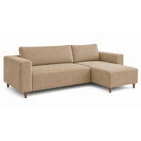 ECKSOFA mit Schlaffunktion und Bettkasten Rio, Ecksofa Cordstoff Beige, Ottomane Universal, 249x142 cm - Beige, Textil (249/142cm) - Marpur