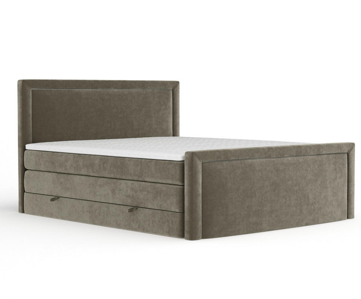 BOXSPRINGBETT Lavenda Taupe 160/200 cm - Taupe/Schwarz, Holz/Holzwerkstoff (160/200cm) - Maison de Reve