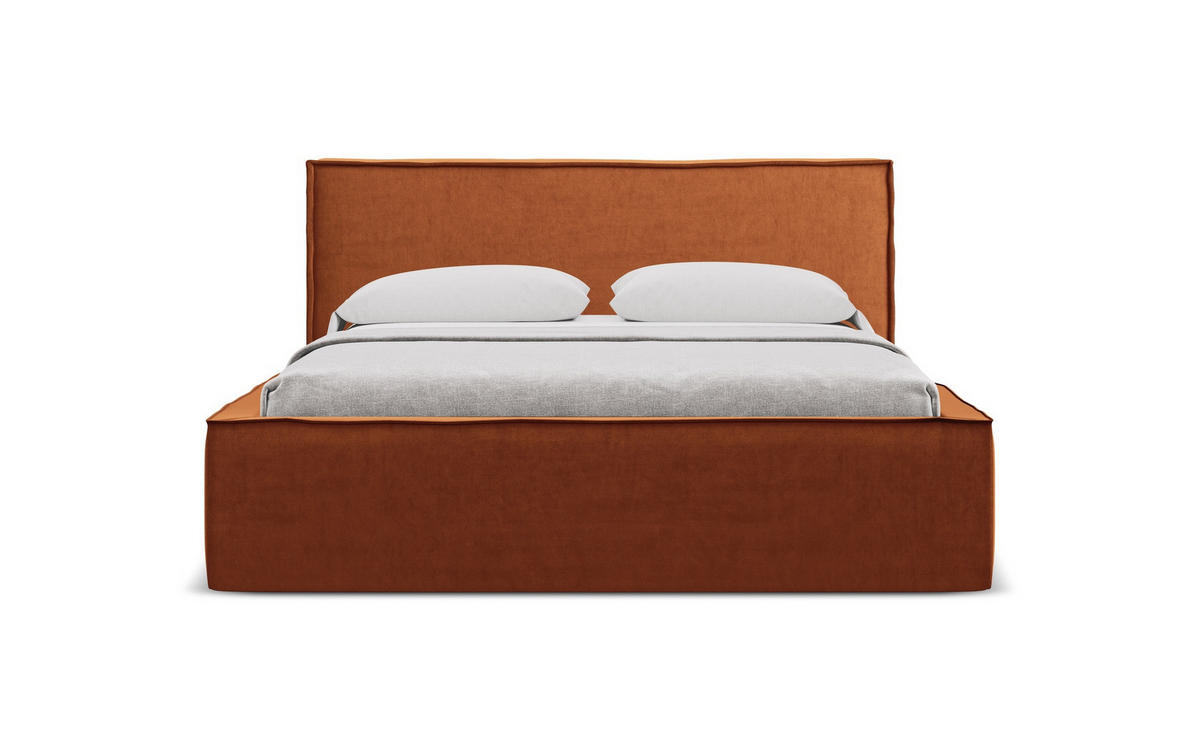POLSTERBETT mit Bettkasten und Lattenrost 160x228 Orange - Terracotta/Schwarz, Kunststoff/Textil (140/200cm) - Makamii