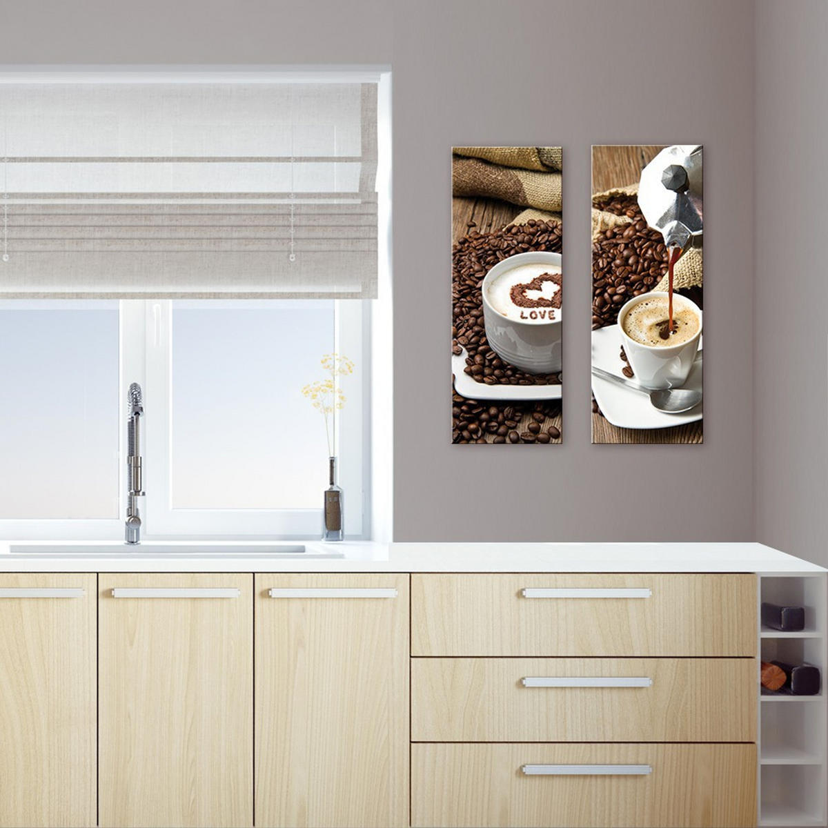 GLASBILD 30x80 cm Küche Kaffee braun - Gelb, Glas (30/80cm) - artissimo