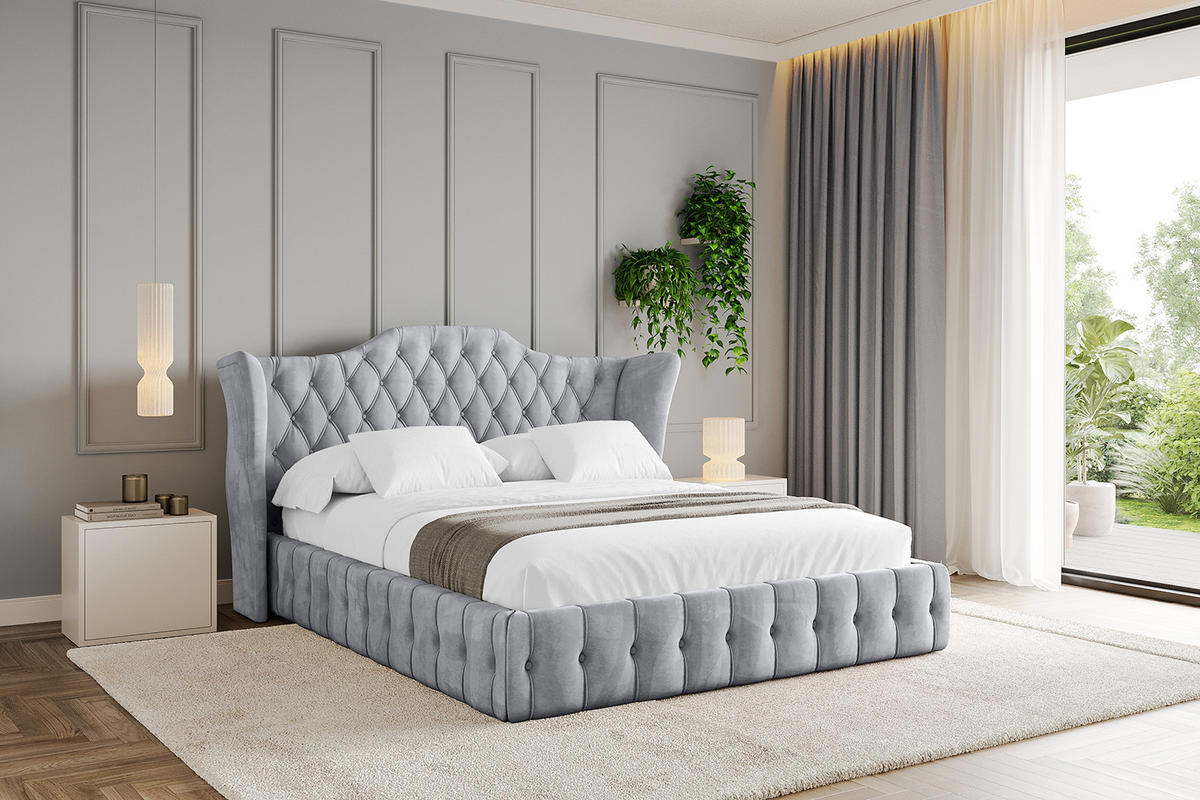 POLSTERBETT mit Bettkasten und Lattenrost, Bett mit Matratze H3/H4 - MODY 180x200 Hellgrau - Hellgrau, Holzwerkstoff/Textil (180/200cm) - ALTDECOR