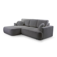 ECKSOFA VELOS Dunkelgrau L - Links Bouclé - Dunkelgrau/Schwarz, Kunststoff/Textil (260/168cm) - Luxkor24