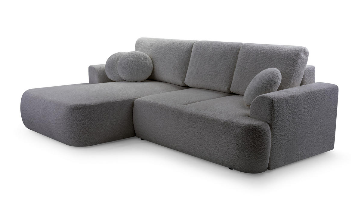 ECKSOFA VELOS Dunkelgrau L - Links Bouclé - Dunkelgrau/Schwarz, Kunststoff/Textil (260/168cm) - Luxkor24